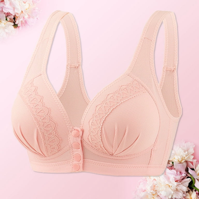 CAICJ98 Plus Size Lingerie Ladies Bras No Steel Ring Front Buckle  Breastfeeding Adjustable Gathering Bra Underwear Bra Hot Pink,38 