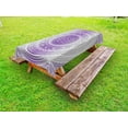 thumbnail image 1 of Grey and Purple Outdoor Tablecloth, Eastern Traditional of Cosmos Pattern Zen Boho Ombre Mandala Design Print, Decorative Washable Fabric Picnic Tablecloth, 58 X 104 Inches, Purple White, by Ambesonne, 1 of 2