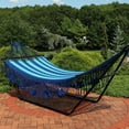 thumbnail image 5 of Sunnydaze 2-Person Woven Cotton Spreader Bar Hammock, 770 lb Capacity - Blue, 5 of 7