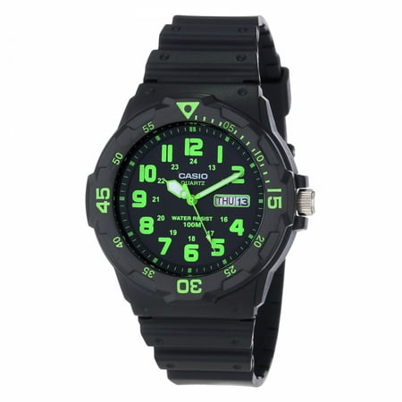 Casio Men's Dive Style Watch, Black/Green Accents MRW200H-3BV