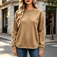 thumbnail image 5 of Women's Waffle Knit Sweatshirt Crew Neck Long Sleeve Drop Shoulder Casual Pullover Top, 5 of 7