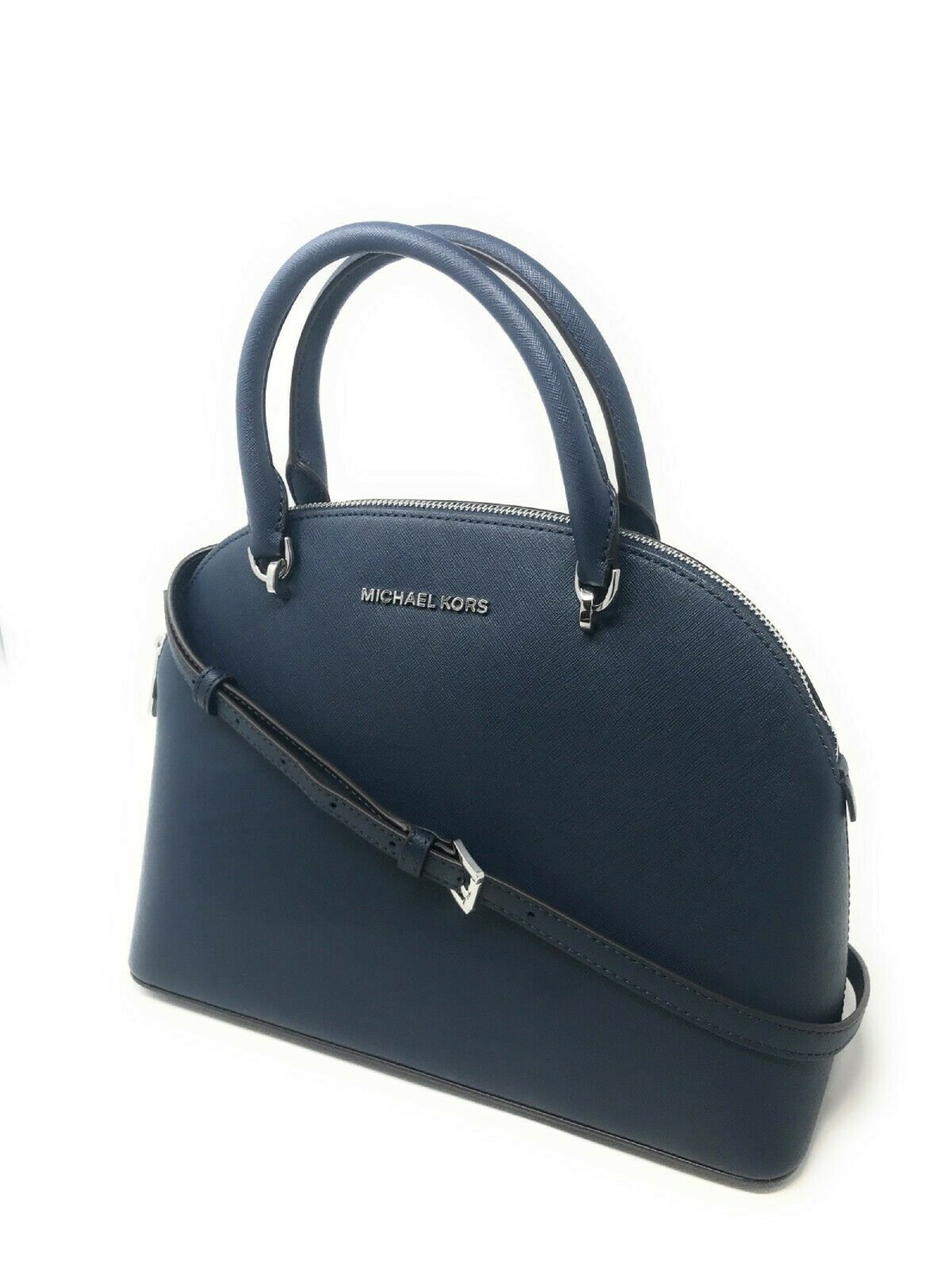 Michael Kors Emmy Dome Satchel Saffiano Leather Shoulder Bag Purse Handbag  (Blac 