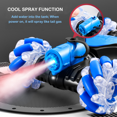 thumbnail image 6 of Kuty Juzi 2.4Ghz RC Stunt Car With Spray Music & Light, 4 Wheel Drive 360° Rotating Off road Crawler for Birthday(Blue-Transparent), 6 of 12