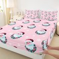 thumbnail image 3 of Manfei Cute Santa Claus Full Size Sheets,Merry Christmas Bed Sheets,Kawaii Xmas Wreath Flowers Sheet Sets For Girls Kids,Microfiber Bedroom Decor,4-Piece, 3 of 7