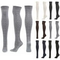 thumbnail image 4 of Xfvqtps Women Thigh High Socks Thread Over the Knee Solid Color Premium Comfort Soft Cozy Cotton Stockings Navy, 4 of 4