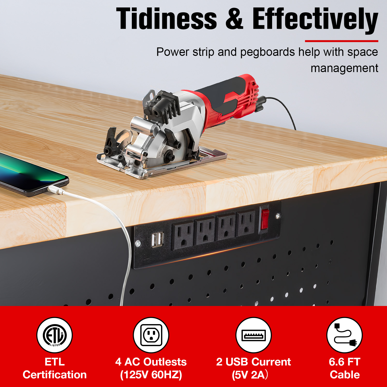 Muwood Workbench 48 x 24 inches with LED and Power Outlets photo 8