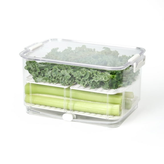 Felli Duo Fresh PRO 11-inch Produce Storage Container with Drainage Valve
