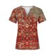 thumbnail image 4 of ICHUANYI Clearance Women's Summer V-neck Print Casual Loose Top Short Sleeve V-neck Button Blouses Tops(Orange, S) ICHUANYI WER2023081014740, 4 of 5