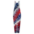 thumbnail image 3 of DDAPJ pyju 2024 Summer Sleeveless Jumpsuits for Women 4th of July American Flag Print Spaghetti Strappy Rompers Loose Casual Wide Leg Overall Pants with Pockets Z-Red XXXL, 3 of 4
