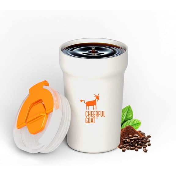Ceramic Lined Coffee Travel Mug – Stainless Steel Travel Coffee Tumbler with Ceramic Liner, with lid, 12oz Coffee Cup for Hot and Cold Water Coffee at Home, Office, or On the Go (white)