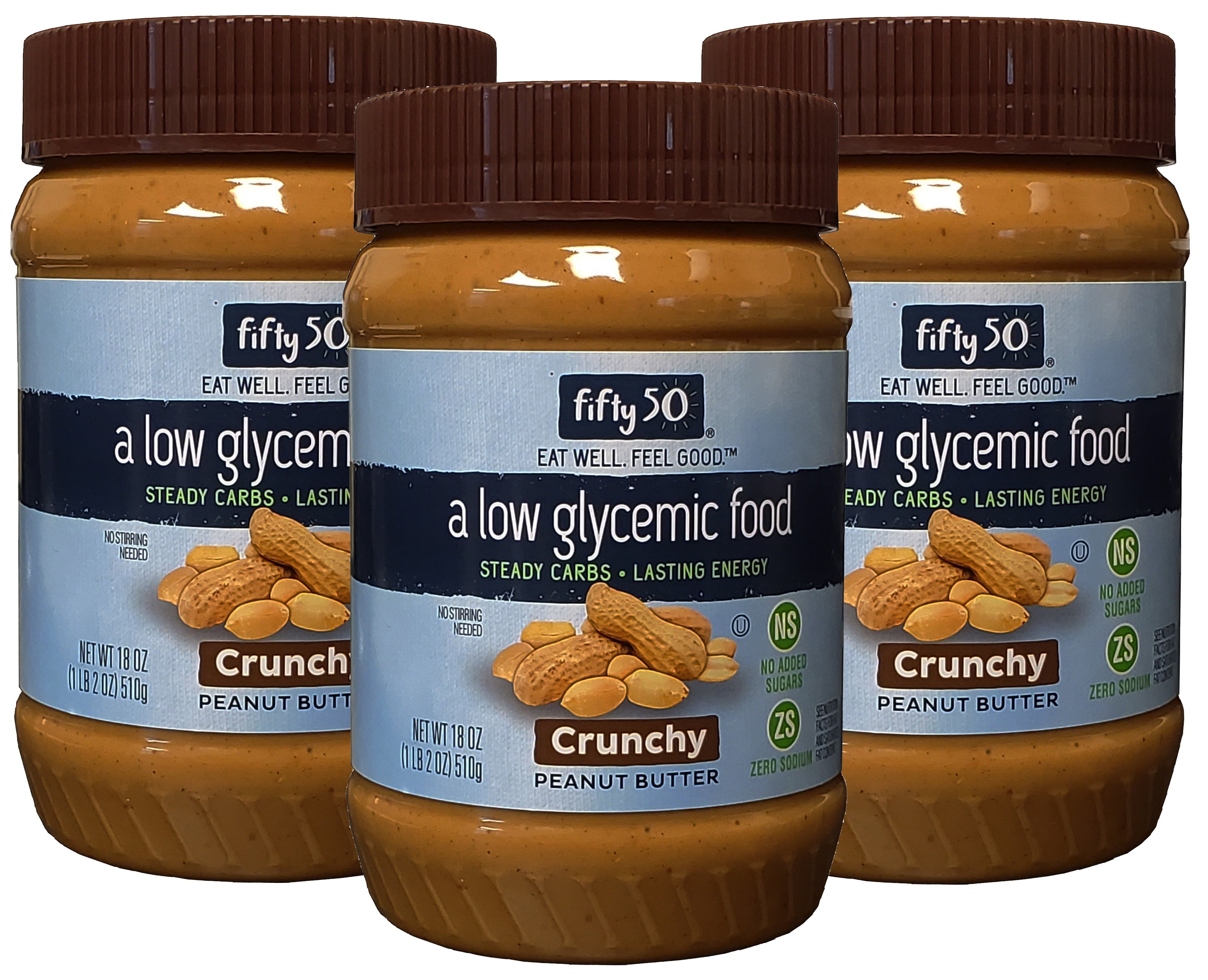 Fifty50 Foods Low Glycemic Peanut Butter Crunchy Size 3Pack