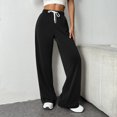 thumbnail image 3 of Women's Casual Wide Leg Pants with Drawstring Elastic Waist - Lightweight Loose Trousers for Daily Wear, 3 of 6