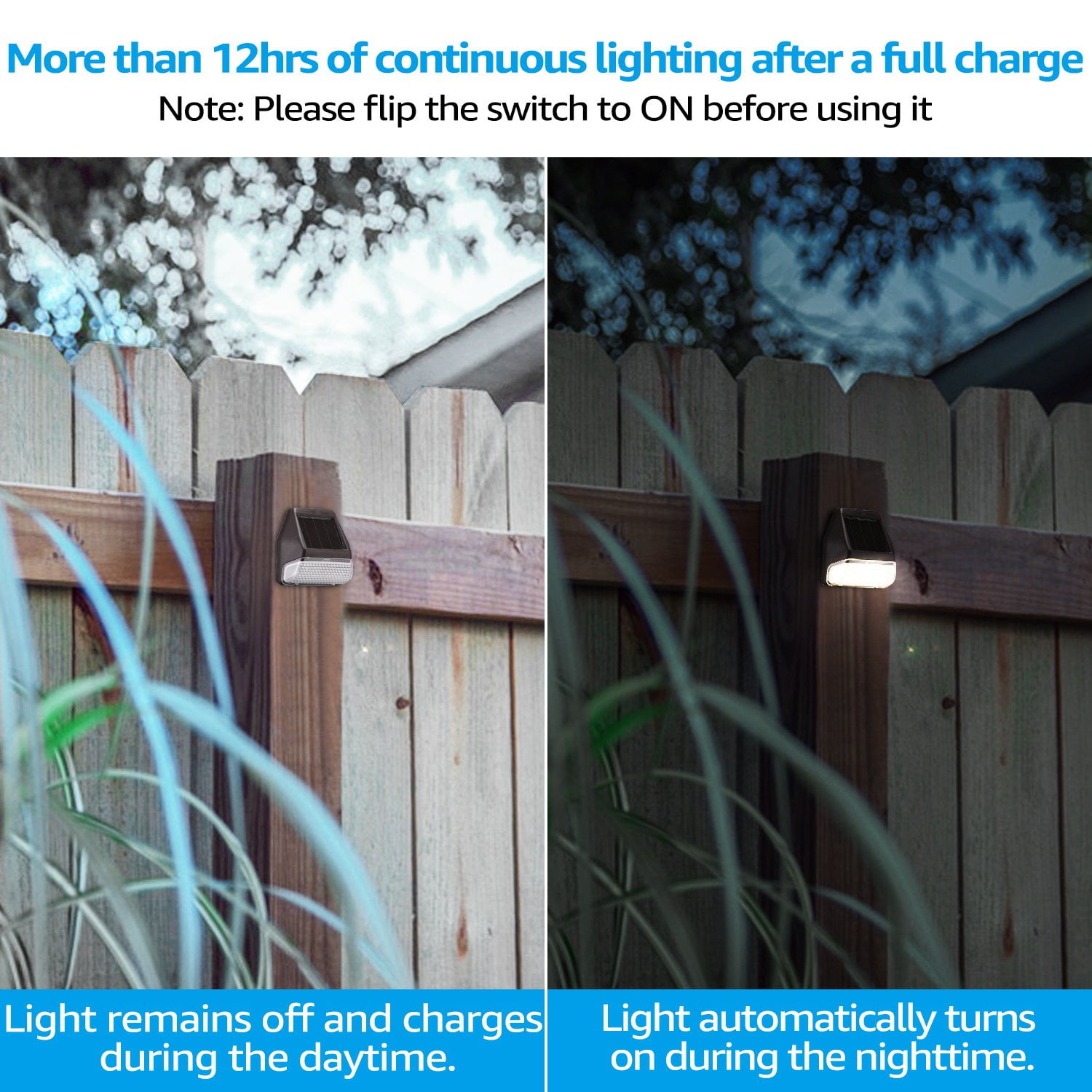 TORCHSTAR Dusk-to-Dawn LED Solar Fence Lights for Patio, Backyard, Stairs, 4000K Cool White, Black, Pack of 6
