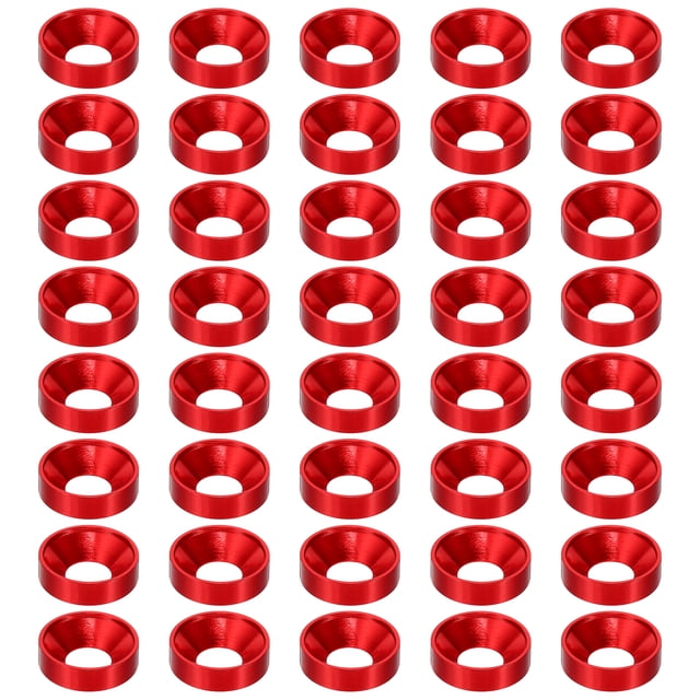 Uxcell M8 Finition Laveuse à Ressort, 40 Pcs Joint de Vis en Alliage d'Aluminium pour Pièces Mécaniques Rouge