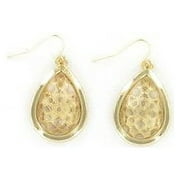 Gold Acrylic Faceted Crystal Pear-Shape Stones Fishhook Teardrop Earrings