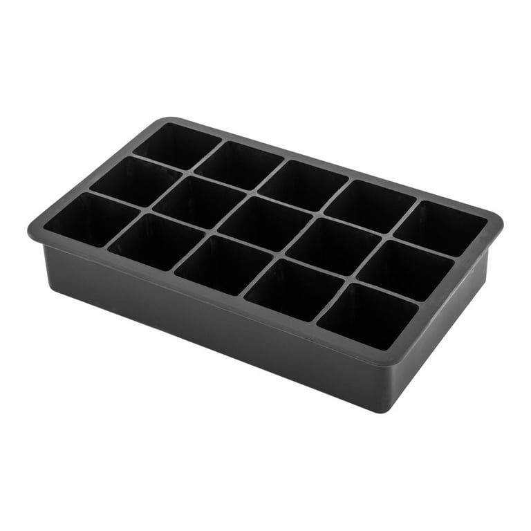 Shulemin Food Grade Silicone 6 Grids Square Ice Cube Tray Maker Mold  Container with Lid,Black