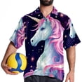 thumbnail image 4 of Starry Unicorn Men's Casual Hawaiian Button Down Short Sleeve Summer Beach Printed Shirt, 4 of 6