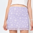 thumbnail image 3 of Falda casual estampada Falda mini de cintura alta Faldas cortas para mujer (Púrpura M) FLhrweasw Para estrenar, 3 of 9