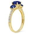 thumbnail image 2 of 1.97 ct Round Cut Simulated Tanzanite 3 Stone 14K Yellow Gold Womens Engagement Ring, 2 of 3