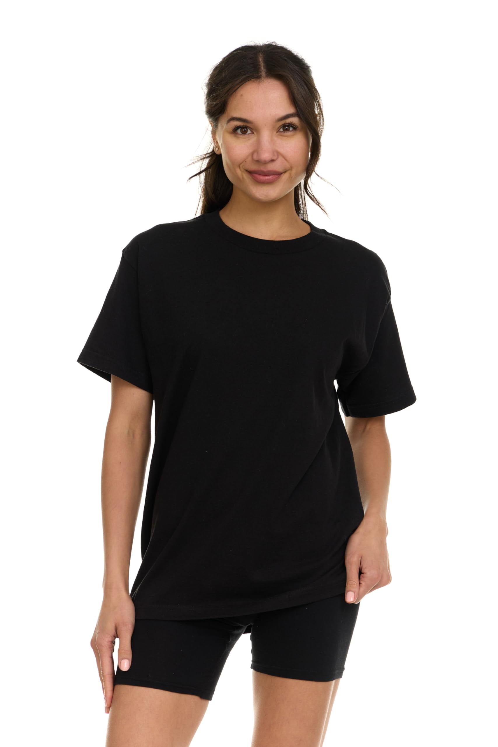 BILLIONHATS 24 Pack Womens Oversized Cotton T-Shirts, Crew Neck Short Sleeve Baggy Loose Tops Oversize Tees Color Assorted, Size Large