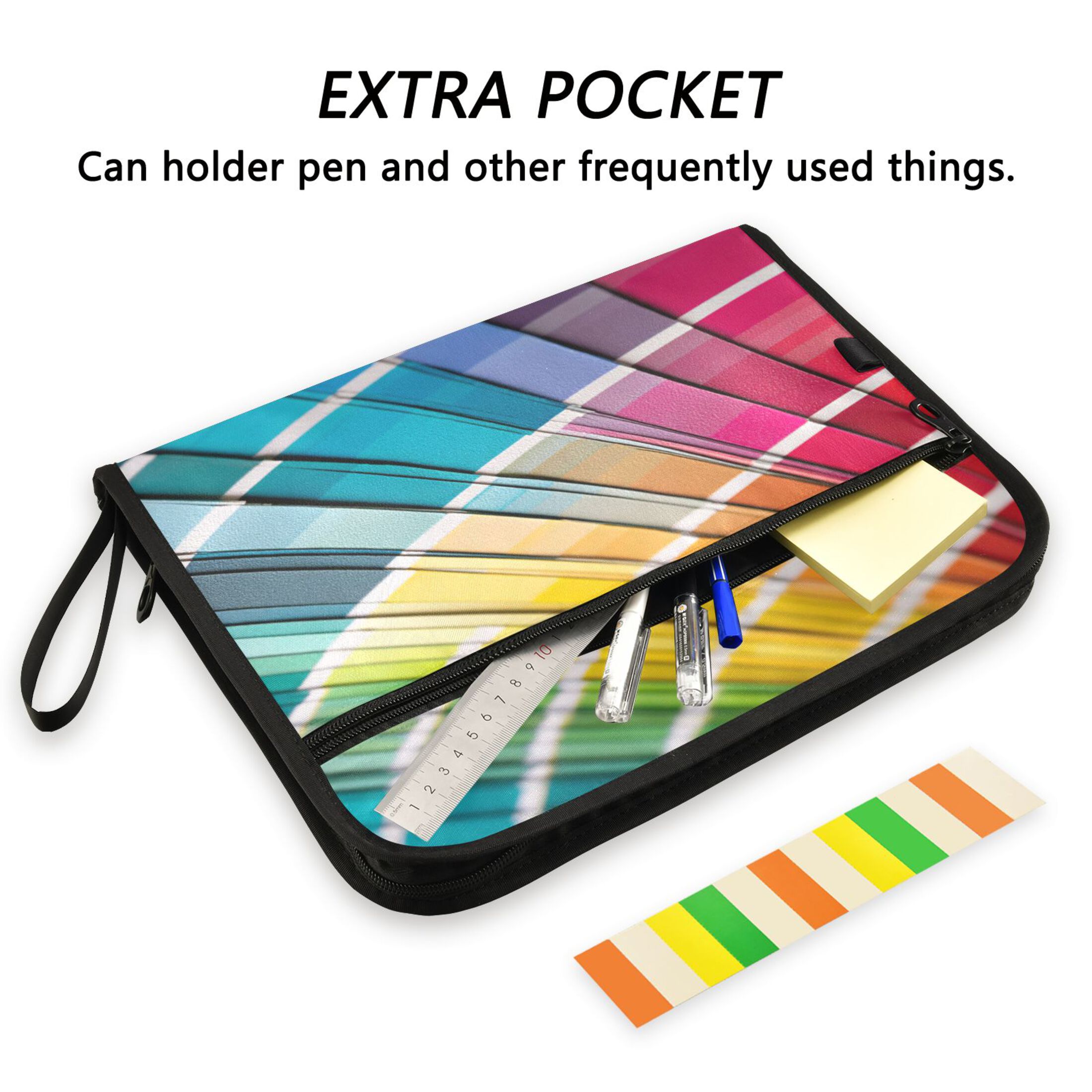 Expandable Folder with Colored Tabs, Desktop Folding Folder for Organizing Files by Category, with 13 Pockets, Suitable for Office Use Fan-shaped Pattern