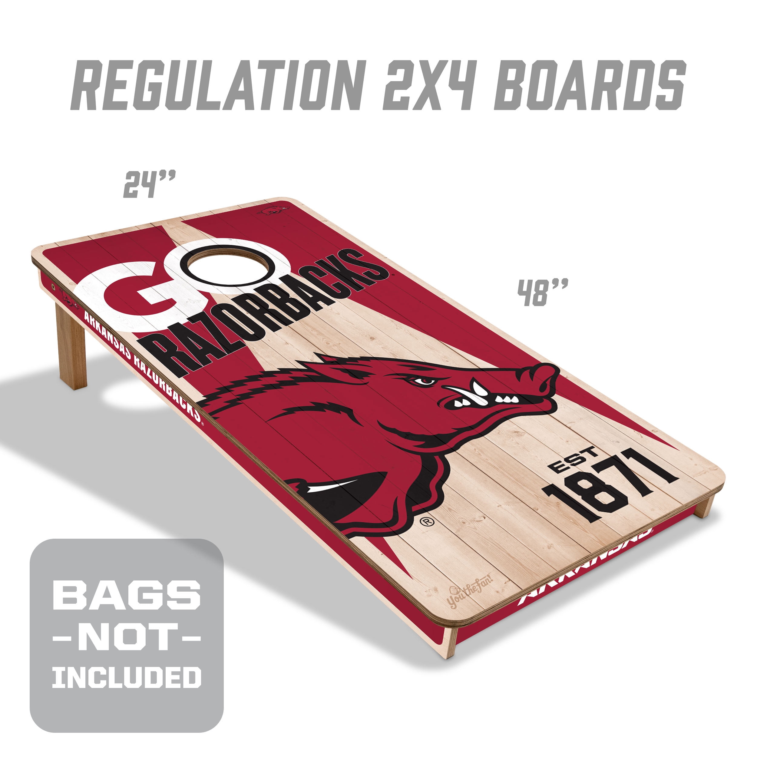 YouTheFan NCAA Arkansas Razorbacks 2' x 4' Cornhole Game No Bags