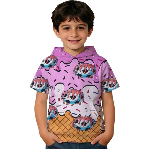 Hoodie for Little Boys Short Sleeve Casual Pullover Top with Pocket Pullover Shirts ,Size 7-8T , Purple