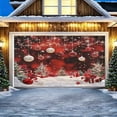 thumbnail image 4 of Red Christmas Themed Garage Door Cover Outdoor Large Size Holiday Decoration Waterproof Polyester Fabric For Winter Party Background With Rope And Metal Grommets Installation, 4 of 6