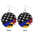 thumbnail image 2 of Round Leather Earrings For Women Thin Blue Line Maryland Flag Drop Earrings Lightweight Dangle Earrings, 2 of 2