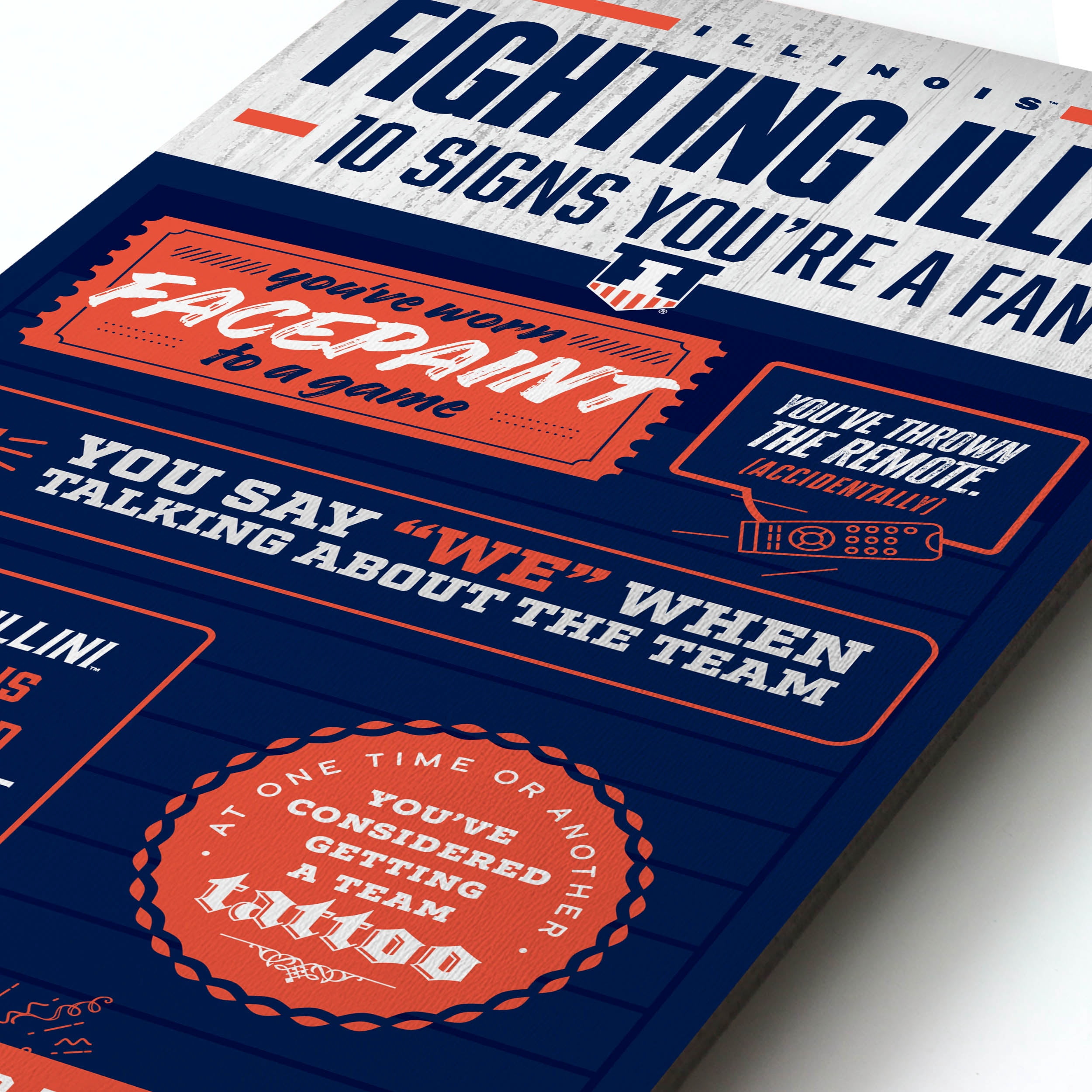 YouTheFan NCAA Illinois Fighting illini 3D Top 10 Wall Art