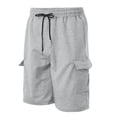 thumbnail image 5 of Nebwoak Cargo Shorts for Men- Soft Relaxed Fit Summer Elastic Waist Casual Shorts Gray Size 28, 5 of 6