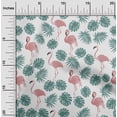 thumbnail image 1 of oneOone Cotton Jersey Dark Teal Green Fabric Palm Leaves & Flamingo Sewing Fabric By The Yard Printed Diy Clothing Sewing Supplies 58 Inch Wide-SQC, 1 of 4