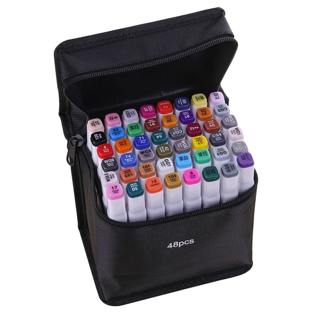 Mistaha 48 Colors Markers Dual Marker Pen Sketching Writing Painting Underlining Marker Artist Drawing Double-Ended Art Markers with Zip Storage Bag