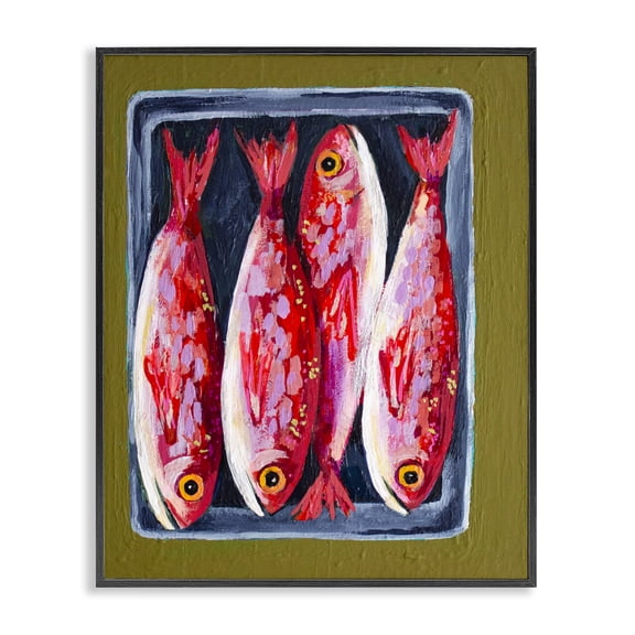 Stupell Industries Contemporary Red Fish on a Platter Black Framed Giclee Art, 11 x 14, by Rachel Nerney