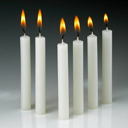 White Taper Candles - Set of 60 Dripless Candles - 4 inch Tall, 1/2 inch Thick - 1.5 hour Clean