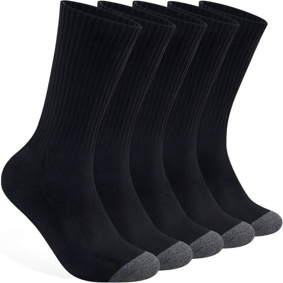 OQRKI Cotton Cushioned Crew Socks, Athletic Performance Moisture Wicking Work Socks