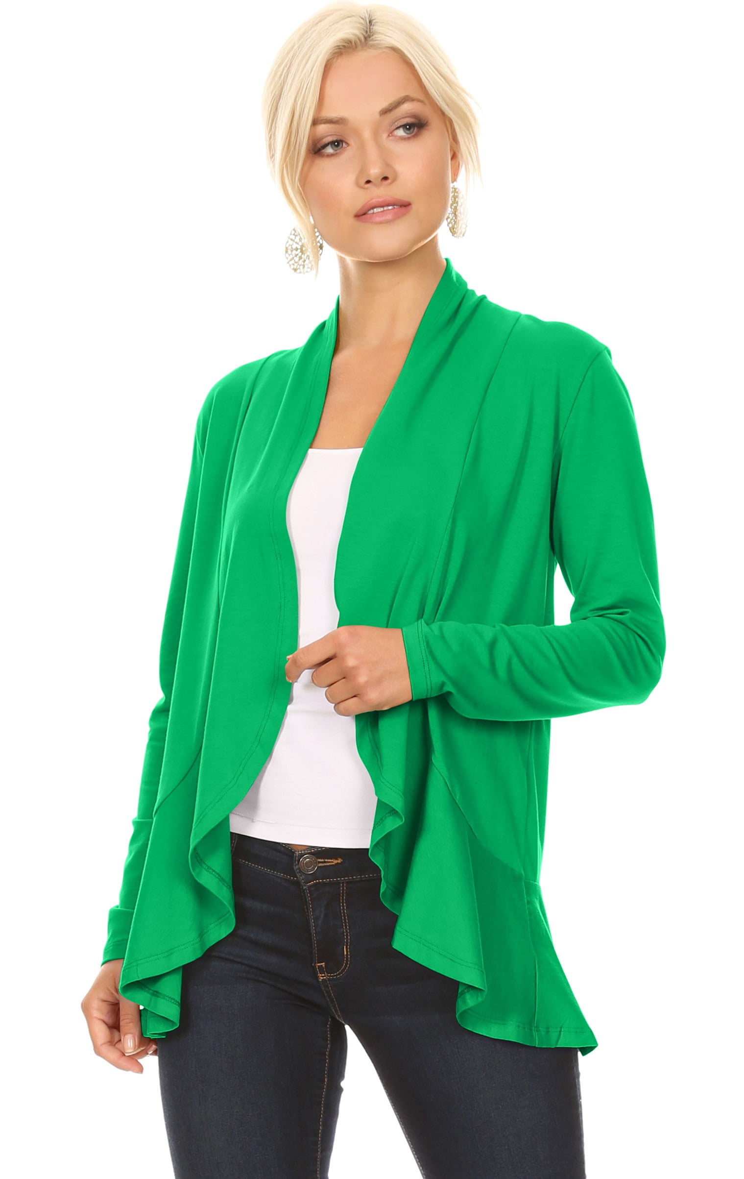 green ruffle cardigan