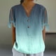 thumbnail image 5 of Vestidos Casuales Para Mujer, Blusas De Mujer De Moda Camiseta holgada de manga corta con cuello en V, botones y estampado sin posicionamiento para mujer, estilo informal y de moda, 5 of 6