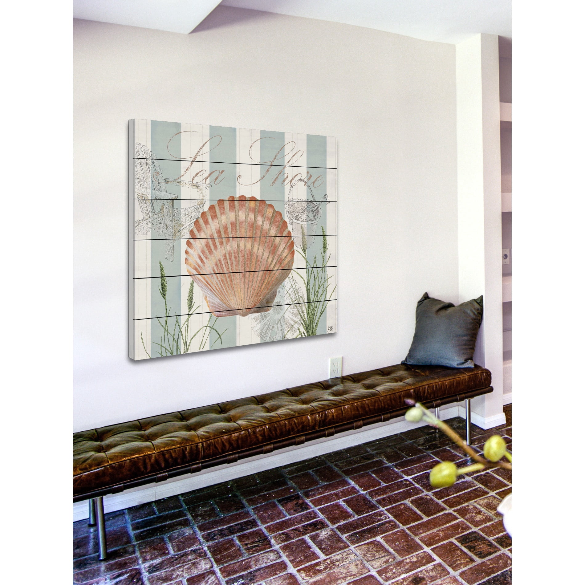 Marmont Hill "Gold Shell" Painting Print on White Wood