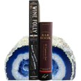 thumbnail image 1 of AMOYSTONE Blue Agate Bookends Small 2-3 lbs Polished Dyed Crystal Stone for Books 1 Pair with Rubber Bumpers, 1 of 7