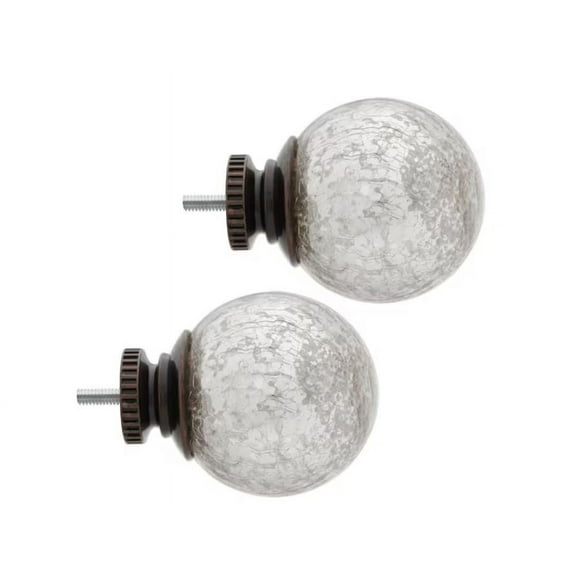 Home Decorators Mix And Match Glass Sphere Curtain Rod Finial Set of 2, Bronze