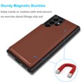 thumbnail image 3 of Tiflook Wallet Case For Samsung Galaxy S22 Ultra Minimalist PU Leather Card Holder Flip Cover Brown, 3 of 7