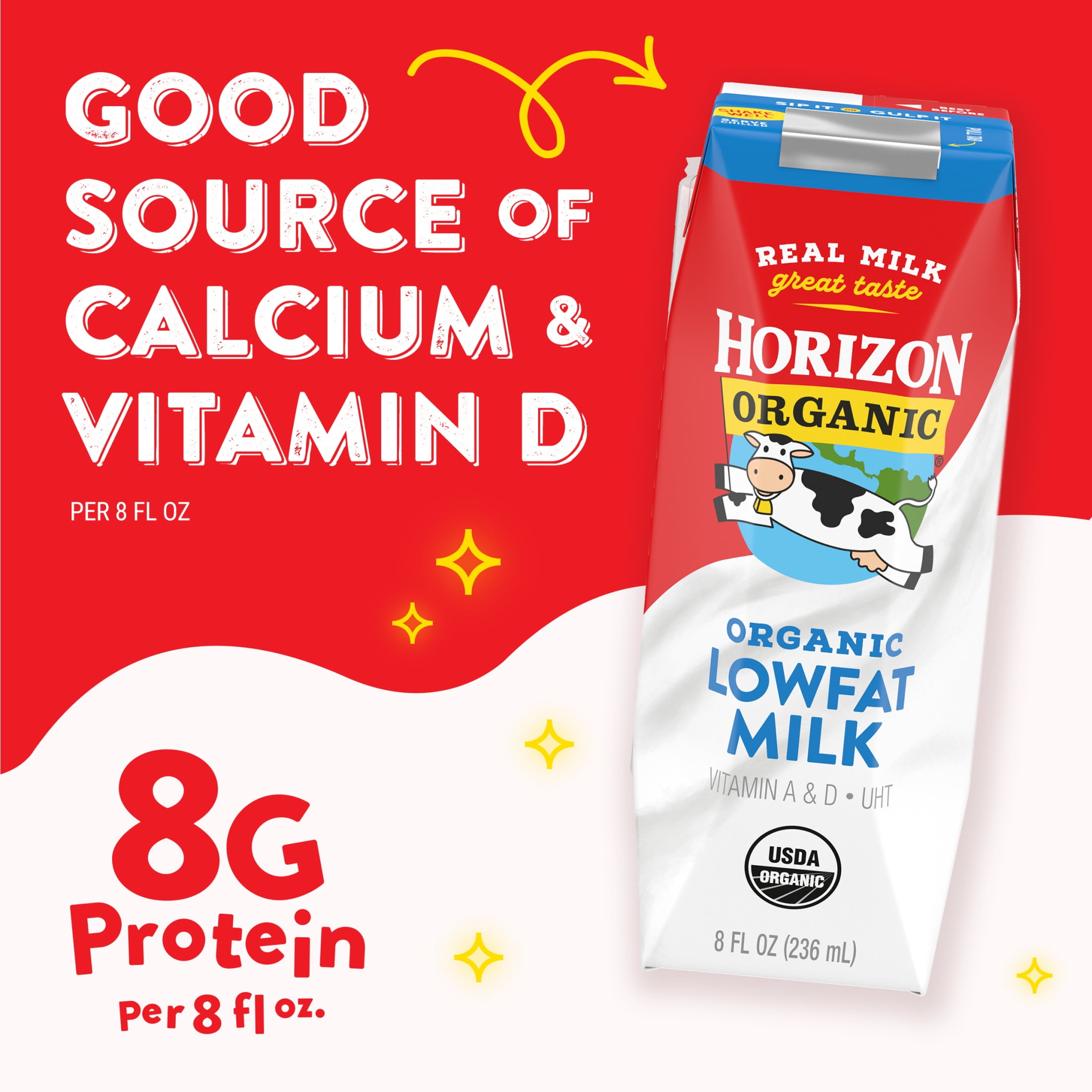 Horizon Organic Shelf Stable 1% Lowfat Milk Boxes, 8 fl oz, 12 Count