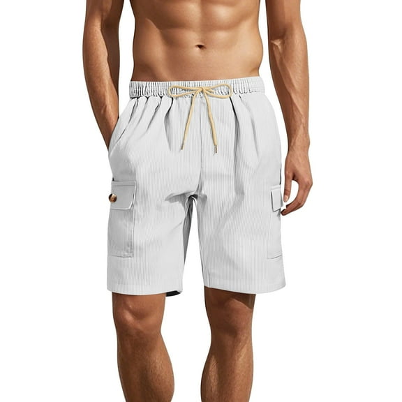 OSOLU Men's Summer Fashion Solid Color Shorts Loose Beach Pants Casual Sports Sweatpants Knee Length Trousers Everyday Comfort Versatile Bottoms