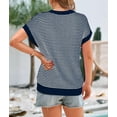 thumbnail image 2 of Womens Short Sleeve Sweater Spring Summer 2025 Round Neck Striped Pullover Cap Sleeve Knit Sweater Vest Tops, 2 of 8