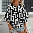 thumbnail image 3 of Abstract Black White Pattern Design Women's V-Neck Blouse With 3/4 Ruffled Bell Sleeves Casual Top Ladies Blouses, 3 of 7