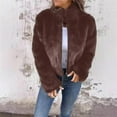 thumbnail image 3 of Yigetop Faux Fur Jacket Women Women's Fashion Cropped Faux Jacket Shaggy Warm Open Front Cardigan Coat Casual Long Sleeve Outerwear Fuzzy Jackets for Women Brown 3XL, 3 of 6