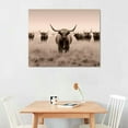 thumbnail image 2 of GOSMITH  Highland Cow Wall Art Canvas Large Sepia Brown Cattle Picture Scottish Winter Landscape Painting Poster for Farmhouse Living Room Kitchen Decor Gallery Wrap, 2 of 4