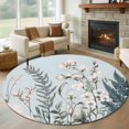 thumbnail image 3 of Vintage Floral Round Area&nbsp;Rug 7ft Botanical Rustic Leaf Flower Farmhouse Blue Non-Slip&nbsp;Washable Circle Rugs Soft Felt Indoor Floor Mat for Bedroom Kitchen Living Room Bathroom, 3 of 9