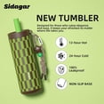 thumbnail image 2 of Sidagar 24 oz Ceramic Lined Insulated Water Bottle with Straw and Carry Strap, Green Brown Checker, 2 of 9